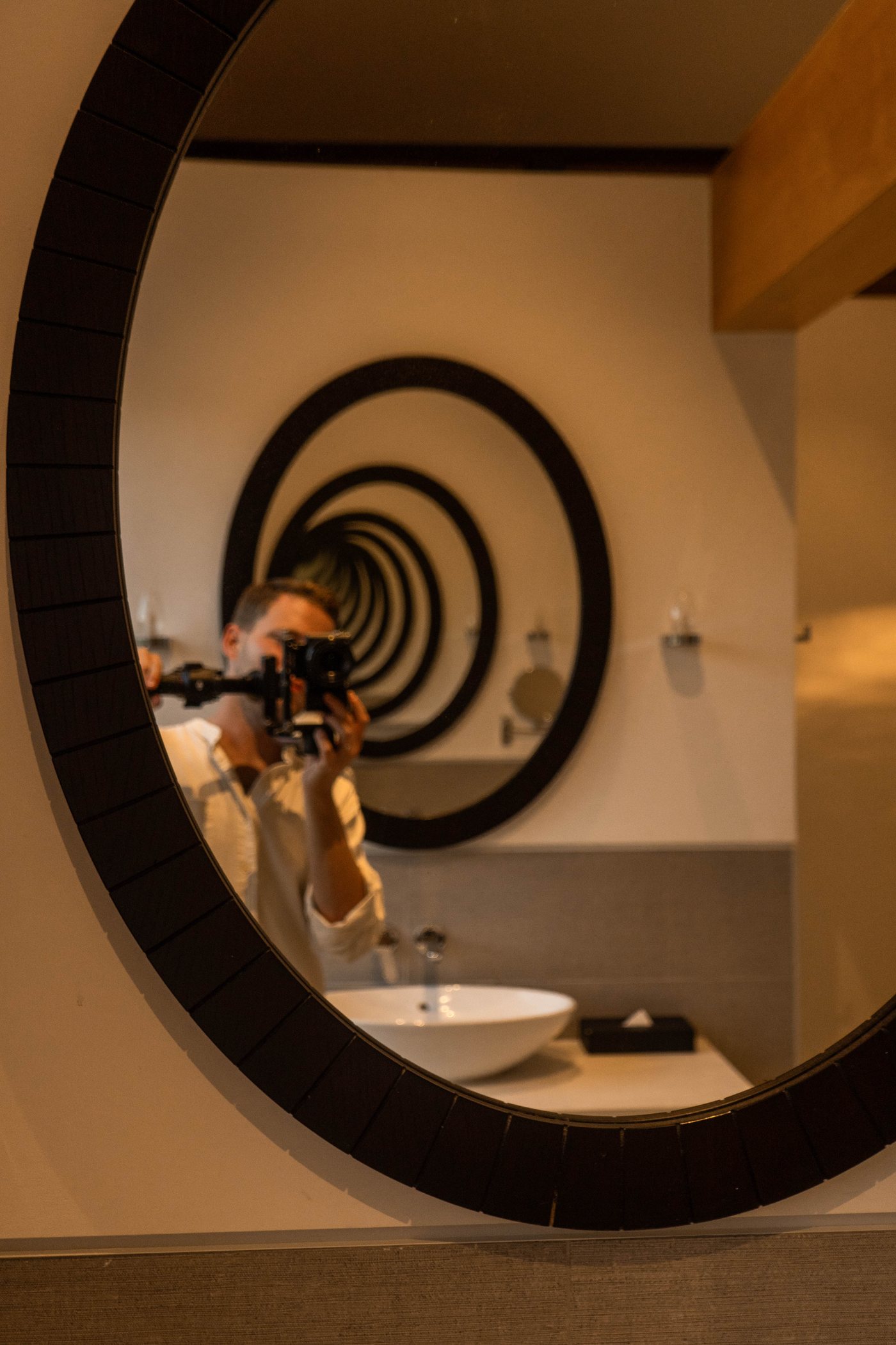 A frame caught in a mirror