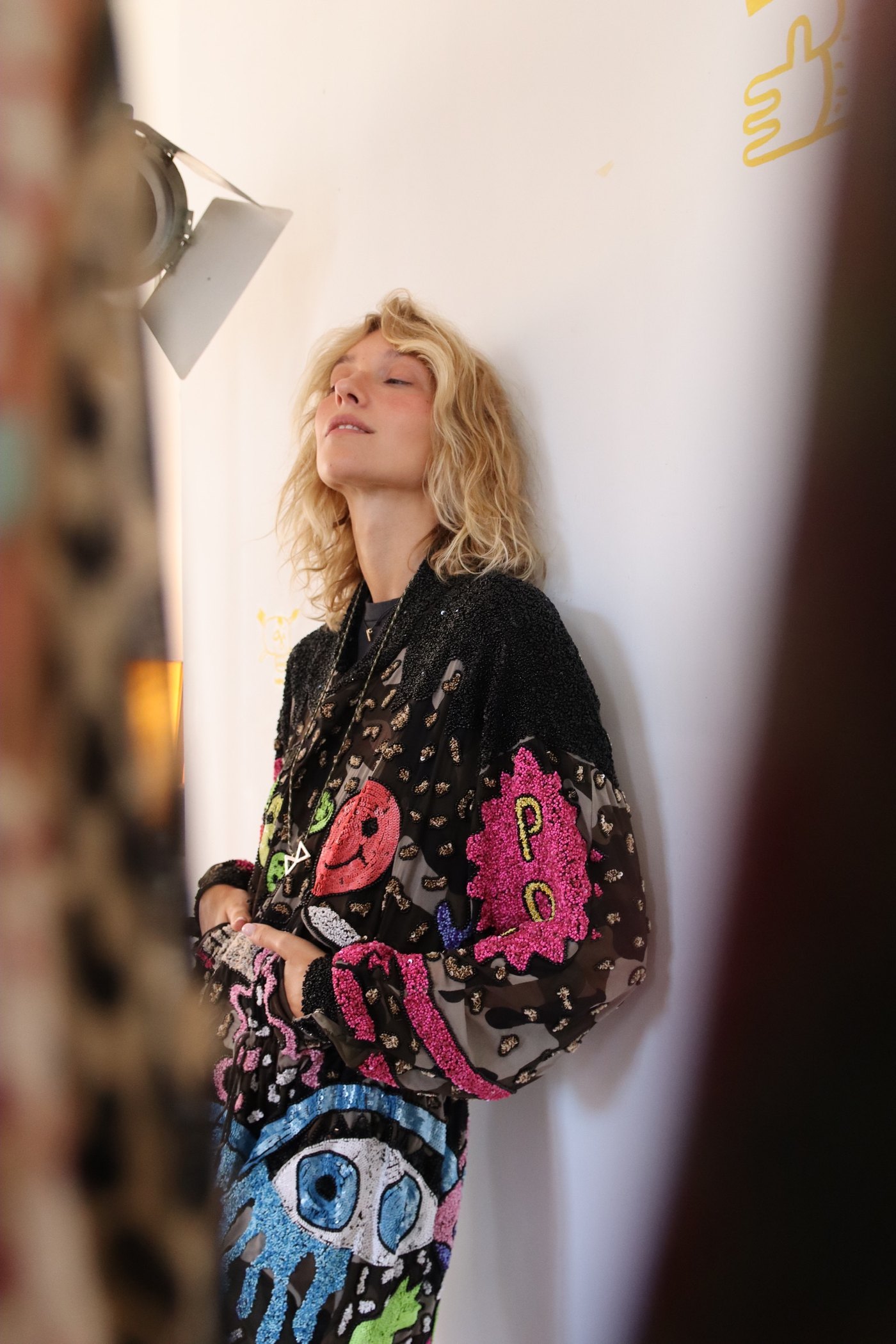 The embroidered jacket, looking up