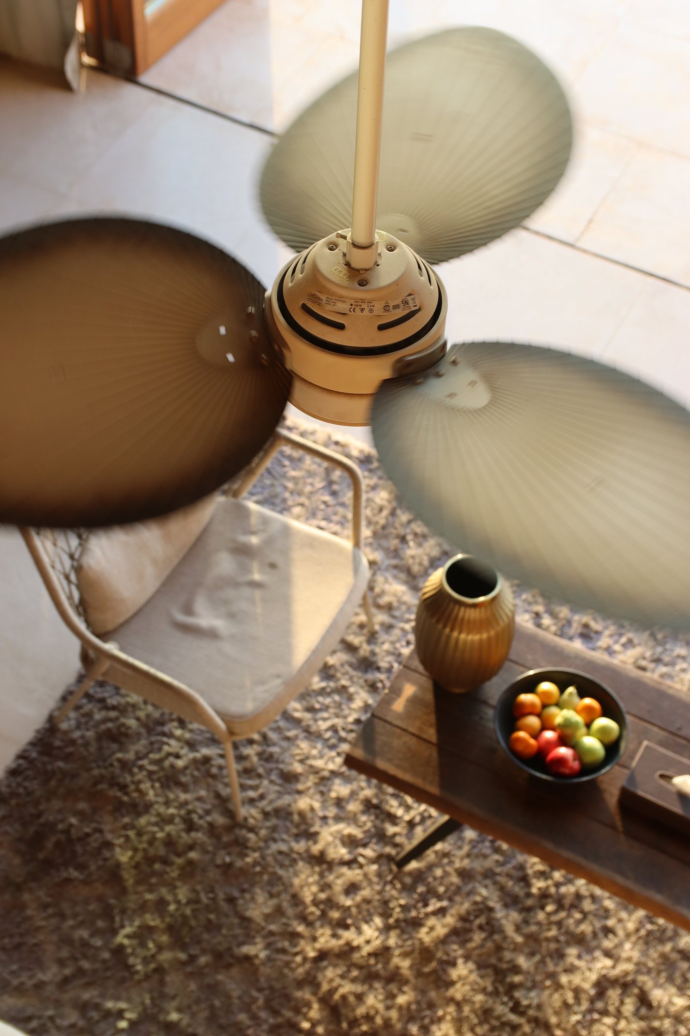 A table under the lamps