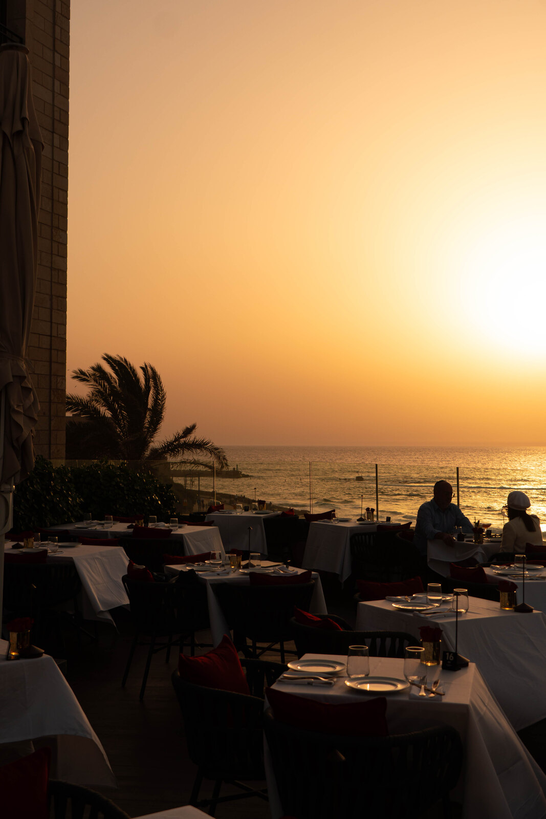JAPÓN Restaurant — the seafront terrace at sunset