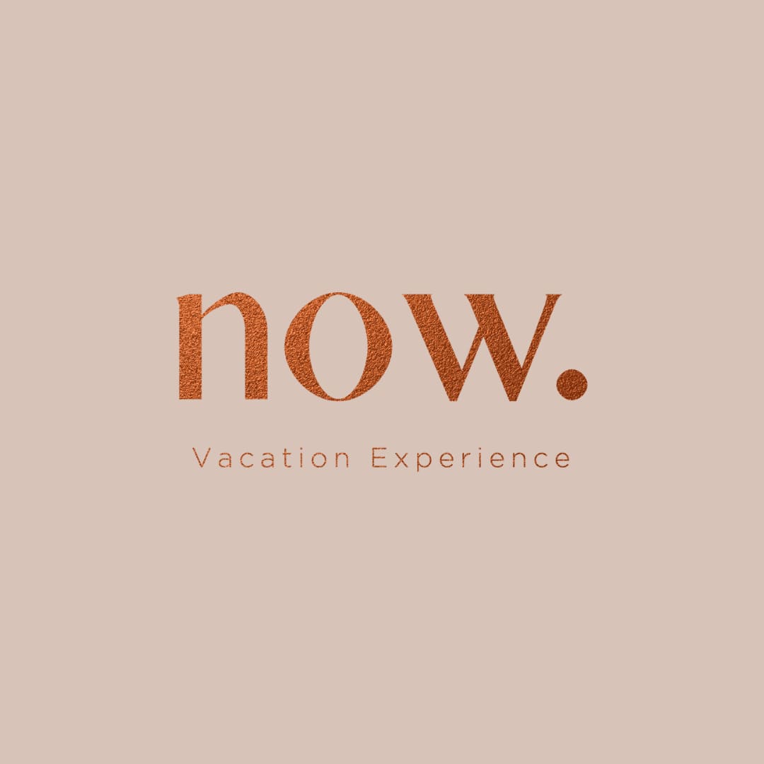 NOW — logo on sand background