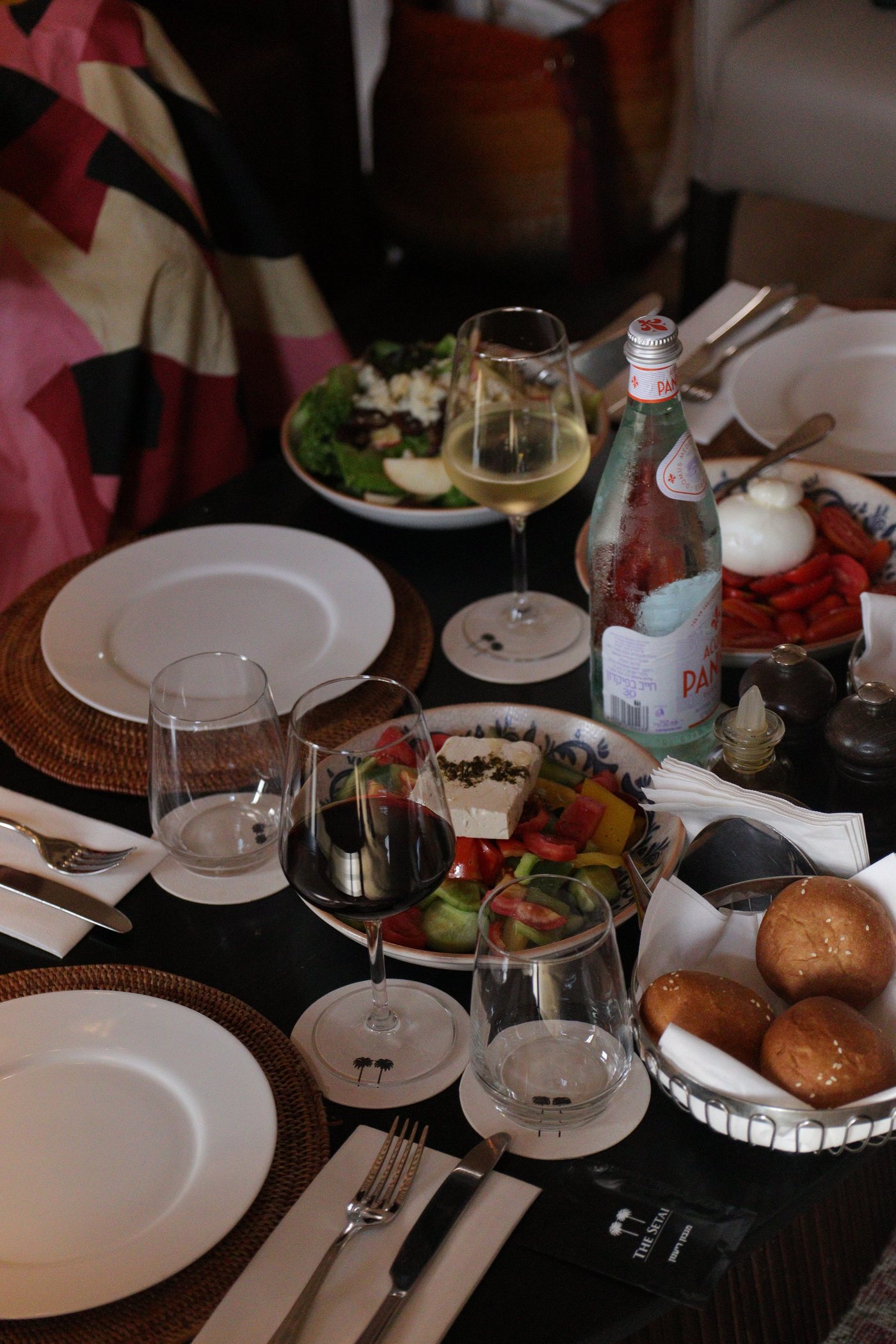 The dinner table, set
